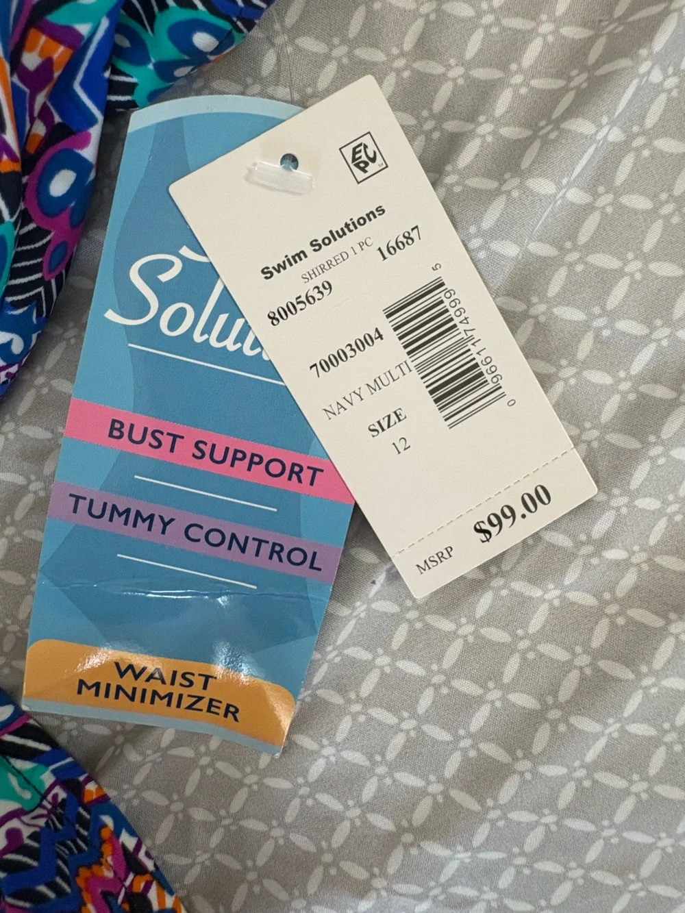 New Swim Solutions Tummy Control Shirred Sweetheart One Piece Swimsuit Size 12 - Picture 11 of 16